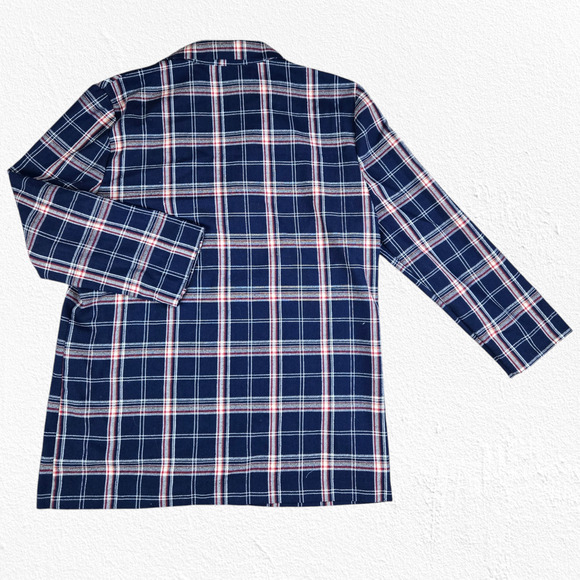 Y2K Navy Red Windowpane Tartan Plaid Boxy Oversized Blazer Jacket Size Medium - Picture 9 of 9